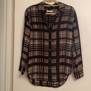 Equipment Silk Plaid Blouse